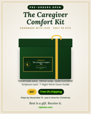 Load image into Gallery viewer, The Caregiver Comfort Kit in a forest-green gift box with gold ribbon